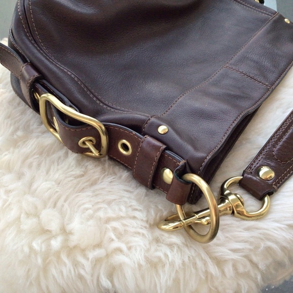 Coach Zoe Full Grain Cowhide Leather Hobo Deep Chocolate Brown Brass Hardware - Picture 7 of 14